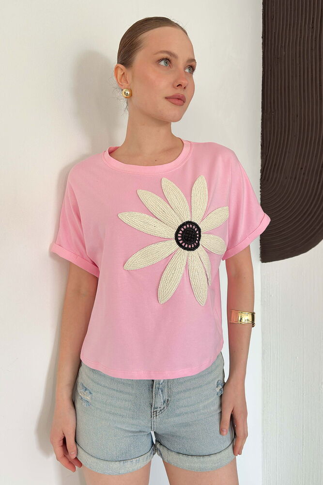 top13848 chemisier rose decontracte mignon avec motif papillon image 1