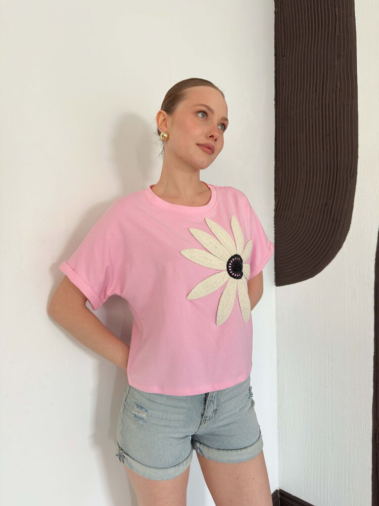 top13848 chemisier rose decontracte mignon avec motif papillon image 2