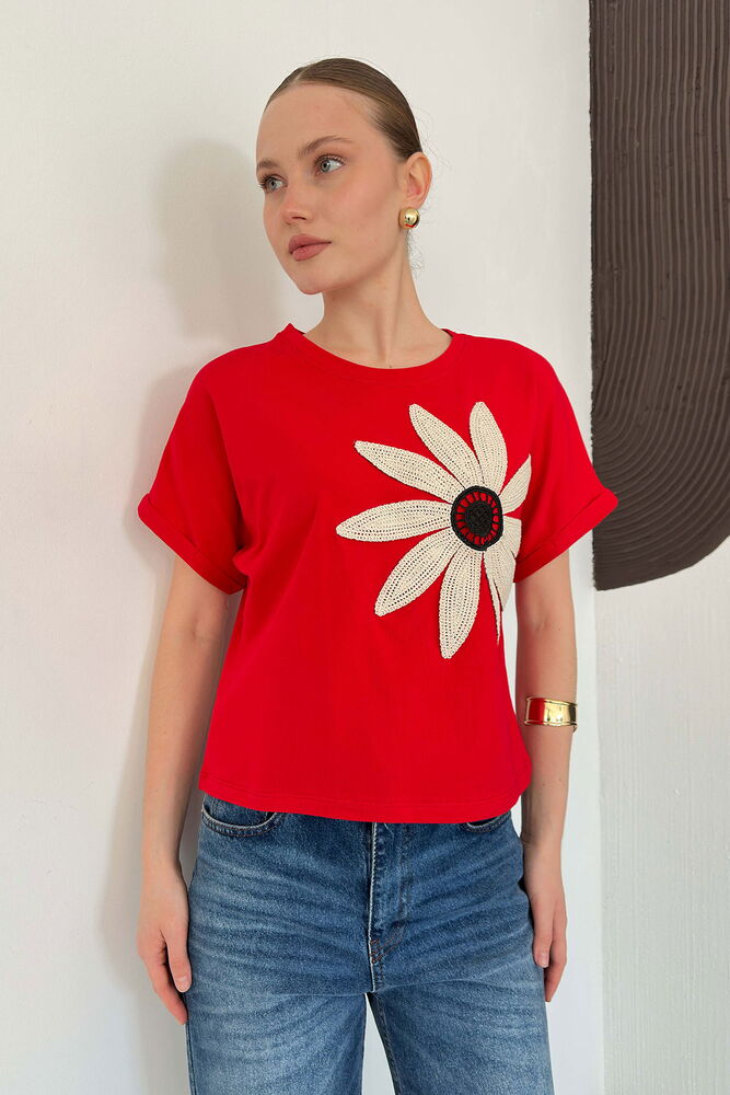 top13852 chemisier rouge decontracte mignon image 1