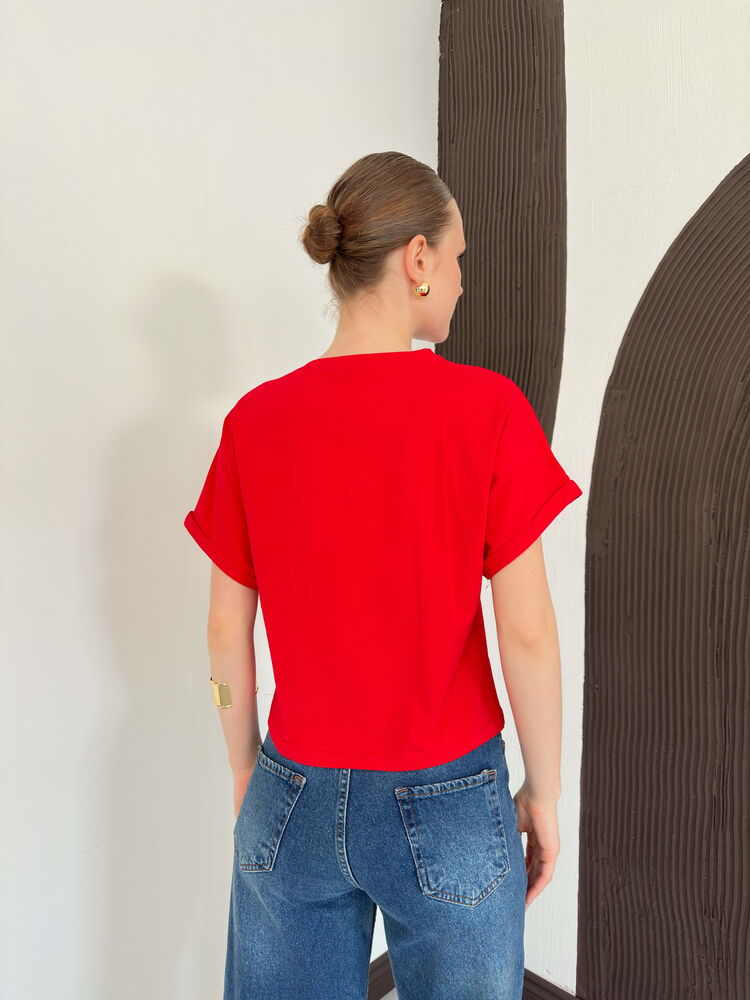 top13852 chemisier rouge decontracte mignon image 4