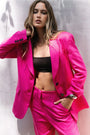 Women&#39;s fuchsia pink linen blazer – Elegant fitted tailored jacket - XS