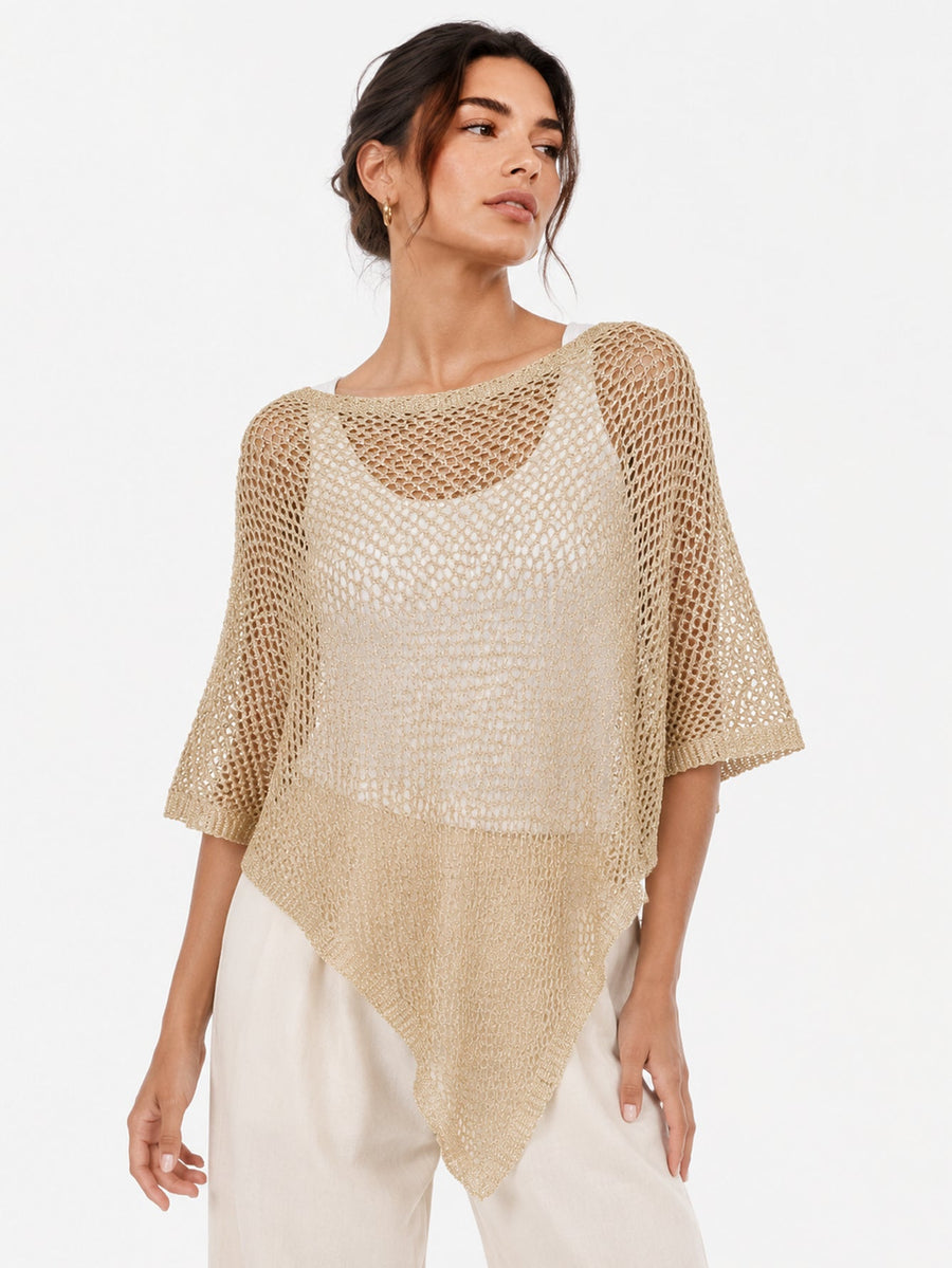 top poncho ajouré en maille légère vue produit 01