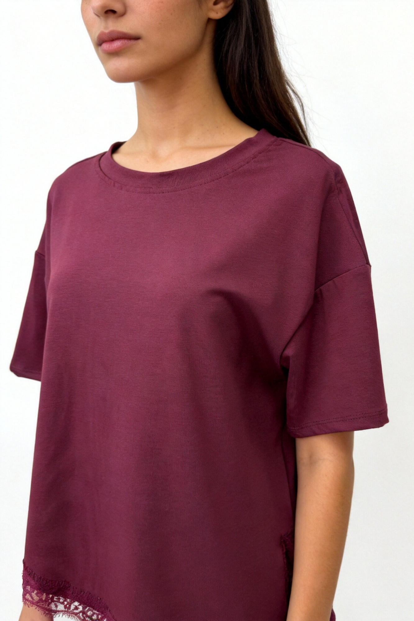 Top col rond bordeaux