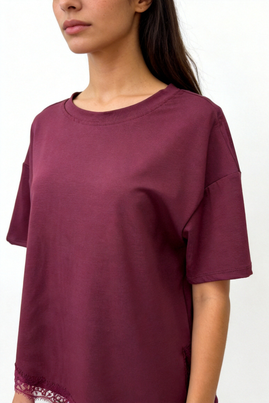 Top col rond bordeaux