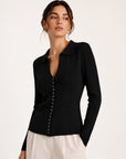 Cardigan boutonné noir devant
