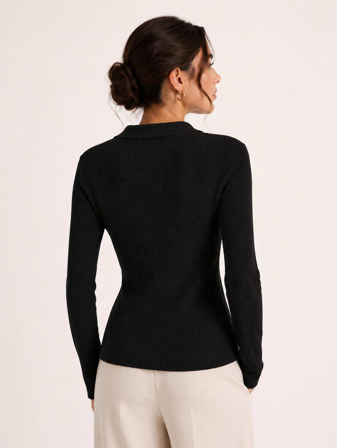 Cardigan côtelé noir dos