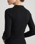 Cardigan maille côtelée détail noir
