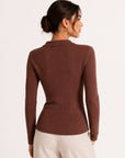 Cardigan côtelé marron dos