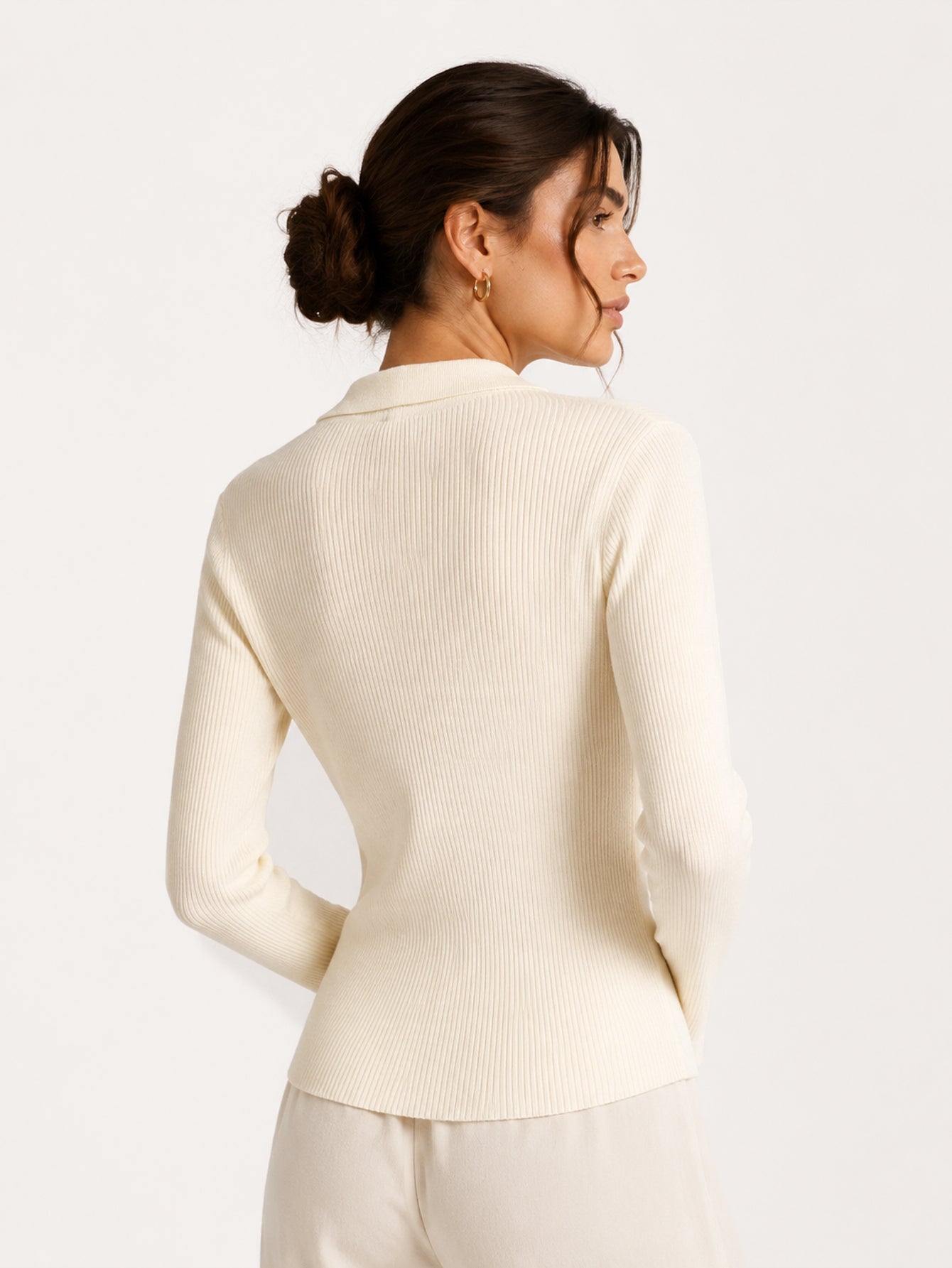 Cardigan côtelé beige dos