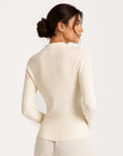 Cardigan côtelé beige dos