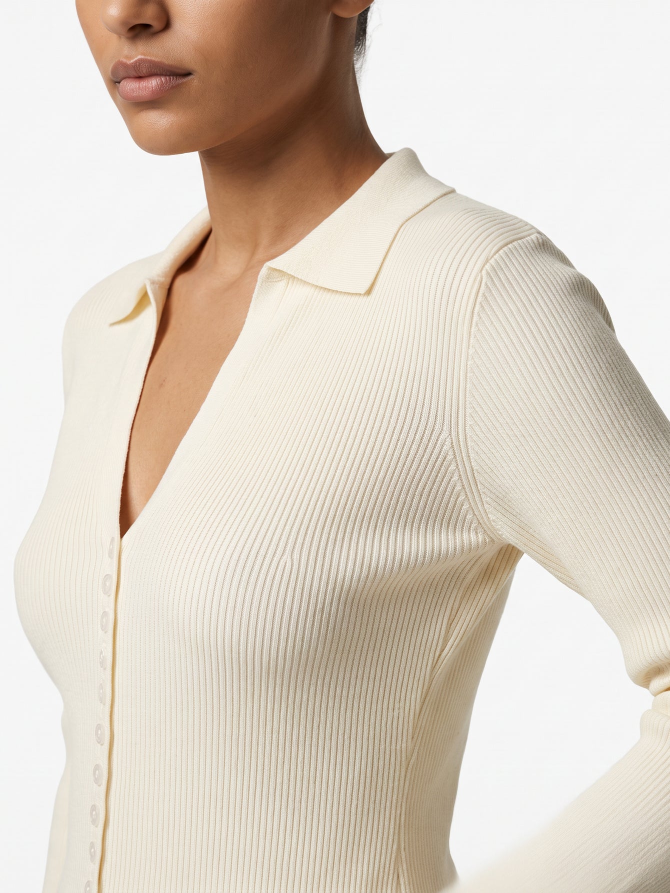 Cardigan col chemise détail beige
