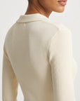 Cardigan maille côtelée détail beige