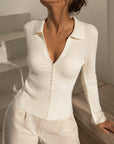 Cardigan boutonné beige posé