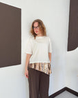 top13823 chemisier blanc a paillettes glamour manches demi longues image 2