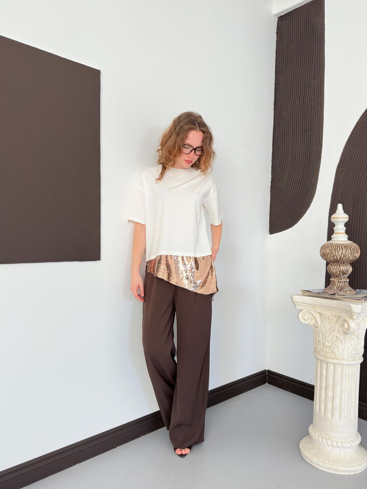 top13823 chemisier blanc a paillettes glamour manches demi longues image 3