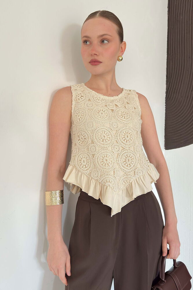 top13877 chemisier beige elegant vintage decontracte boho retro image 1