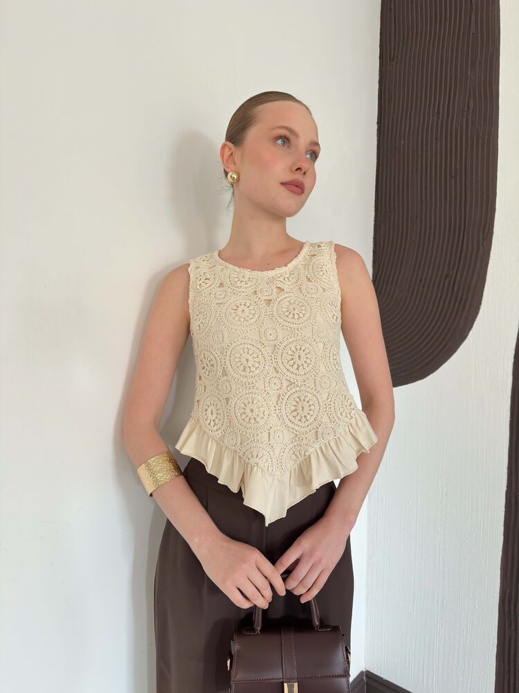 top13877 chemisier beige elegant vintage decontracte boho retro image 2