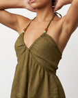 top péplum texturé vert olive