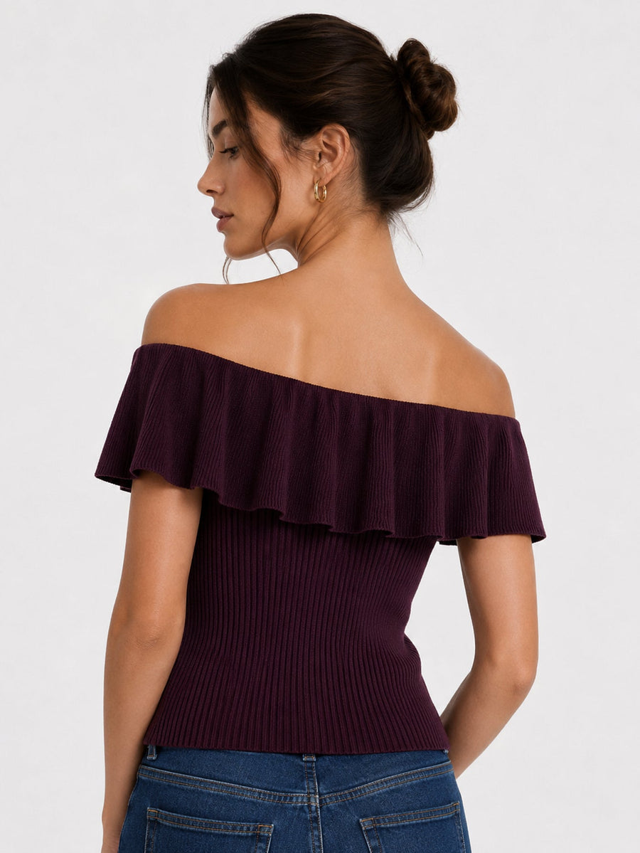 top en maille à épaules dénudées vue produit 14
