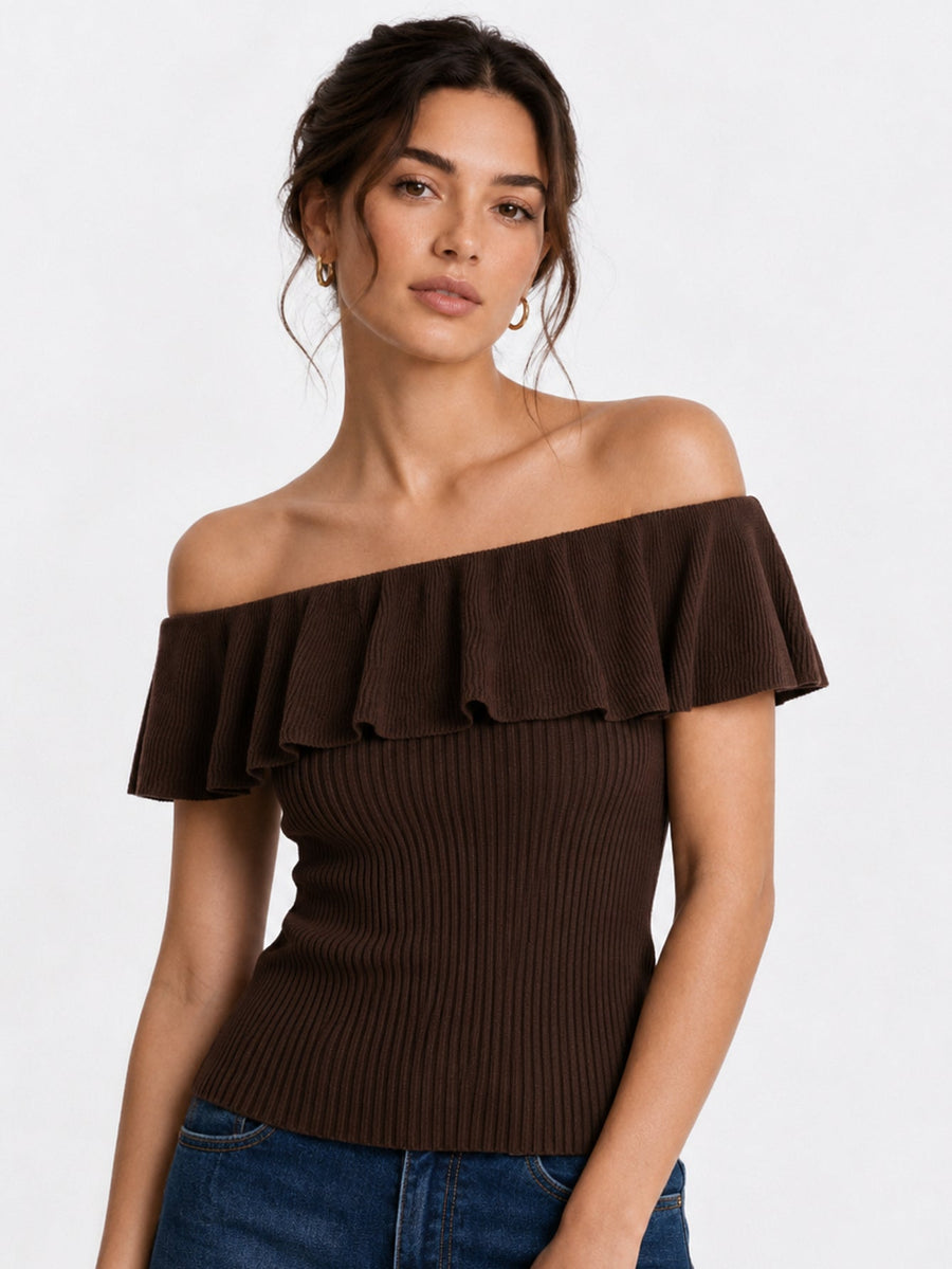 top en maille à épaules dénudées vue produit 07