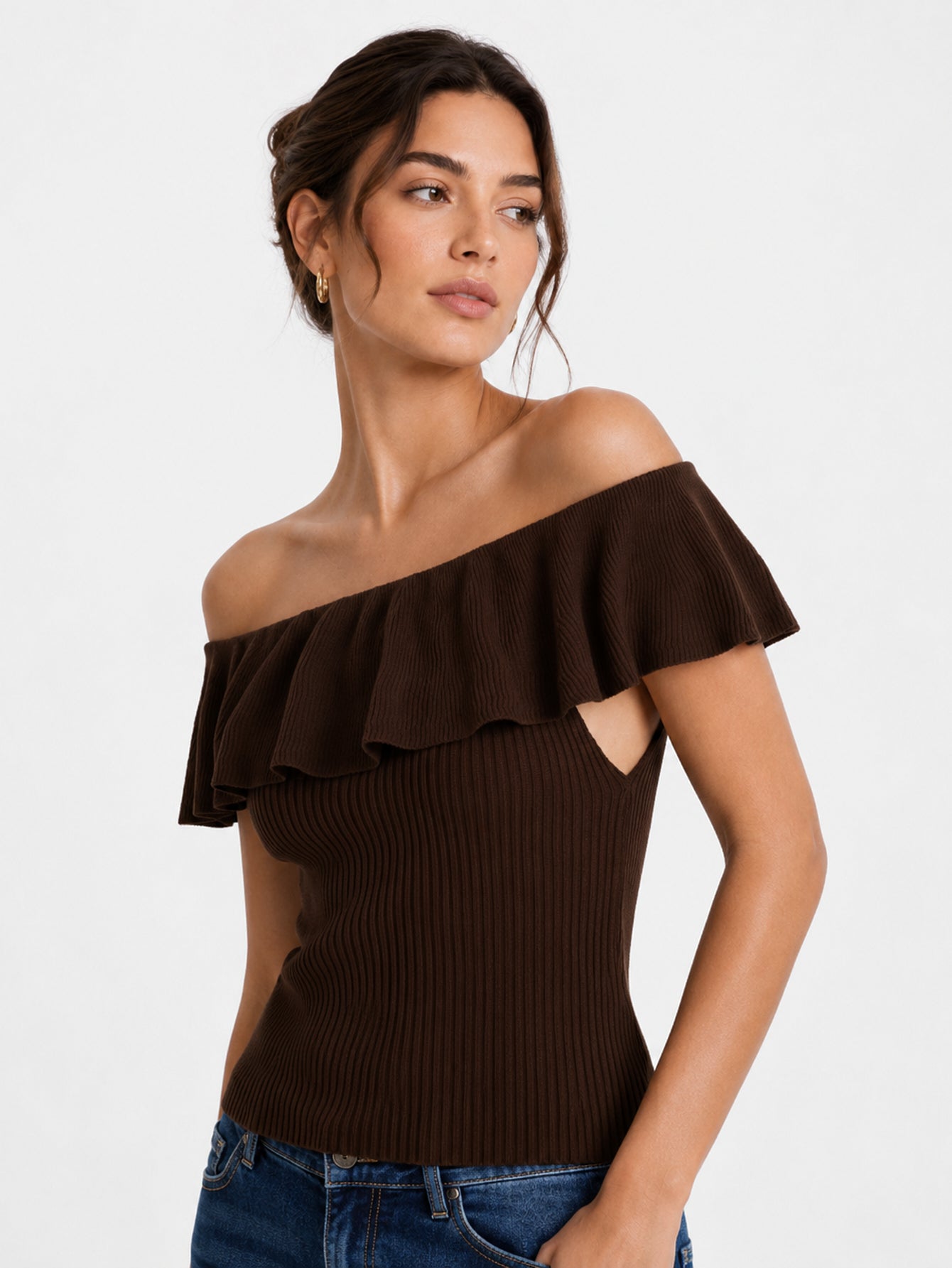 top en maille à épaules dénudées vue produit 08
