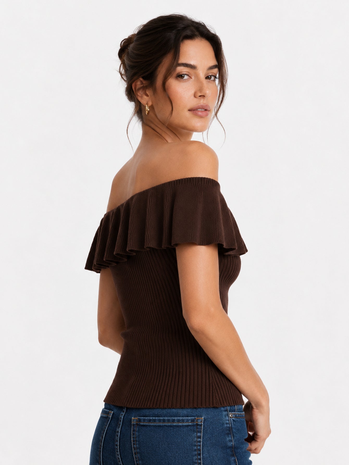 top en maille à épaules dénudées vue produit 09
