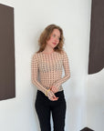 top en tulle beige a pois manches longues image 2