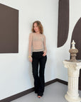 top en tulle beige a pois manches longues image 3