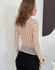 top en tulle beige a pois manches longues image 4