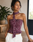 top bustier fleuri a lien tour de cou image 5