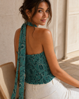 top bustier fleuri a lien tour de cou image 3