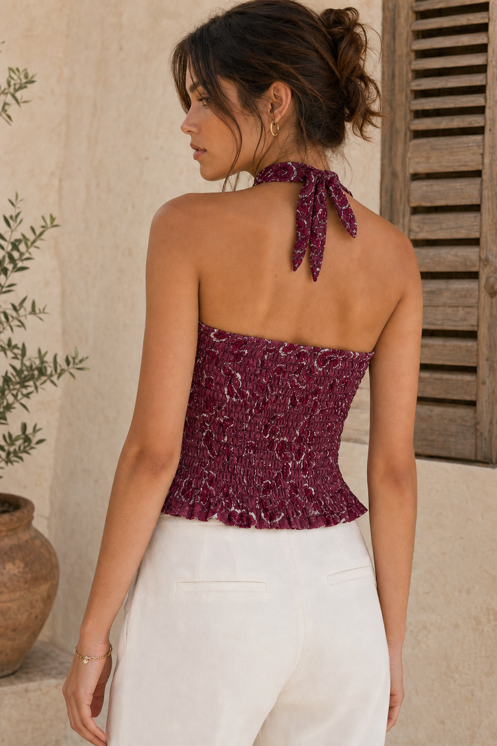 top bustier fleuri a lien tour de cou image 7