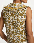 top gilet fleuri a liens col volante image 11