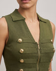 Dos gilet en maille côtelée vert