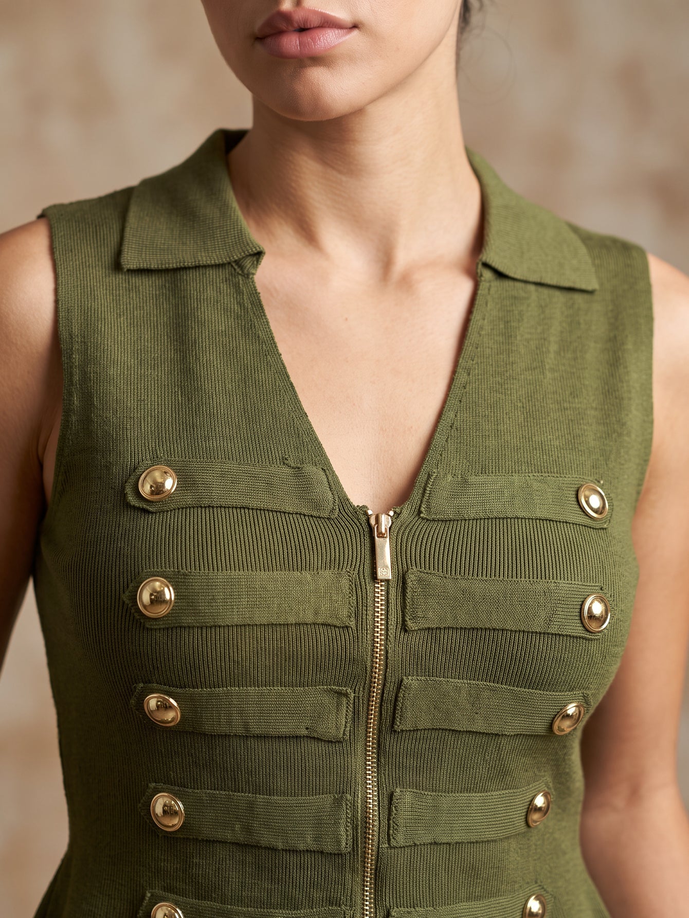 Gilet officier vert vue de face