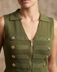Gilet officier vert vue de face
