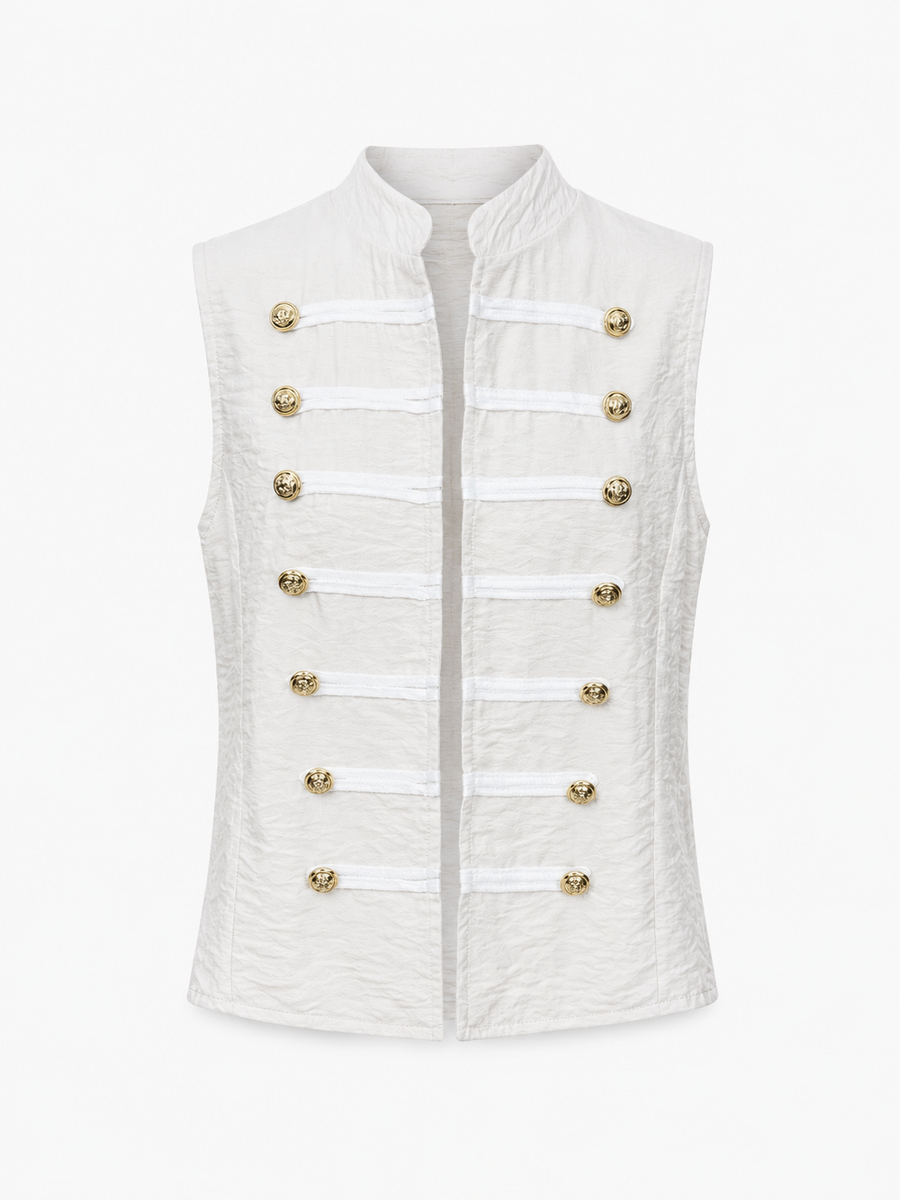 top gilet officier sans manches a boutons dores image 1