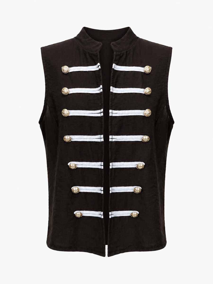 top gilet officier sans manches a boutons dores image 2