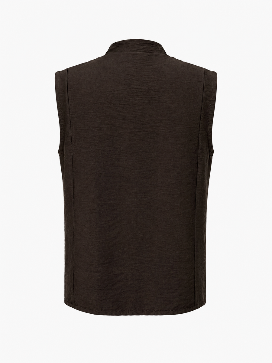 top gilet officier sans manches a boutons dores image 3