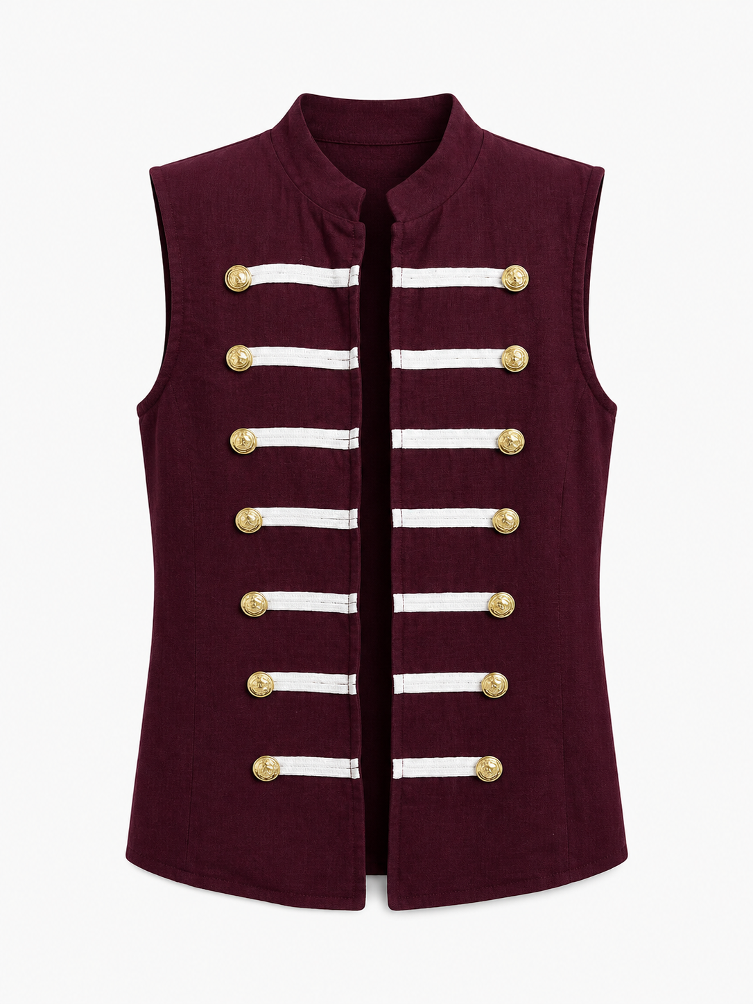 top gilet officier sans manches a boutons dores image 4