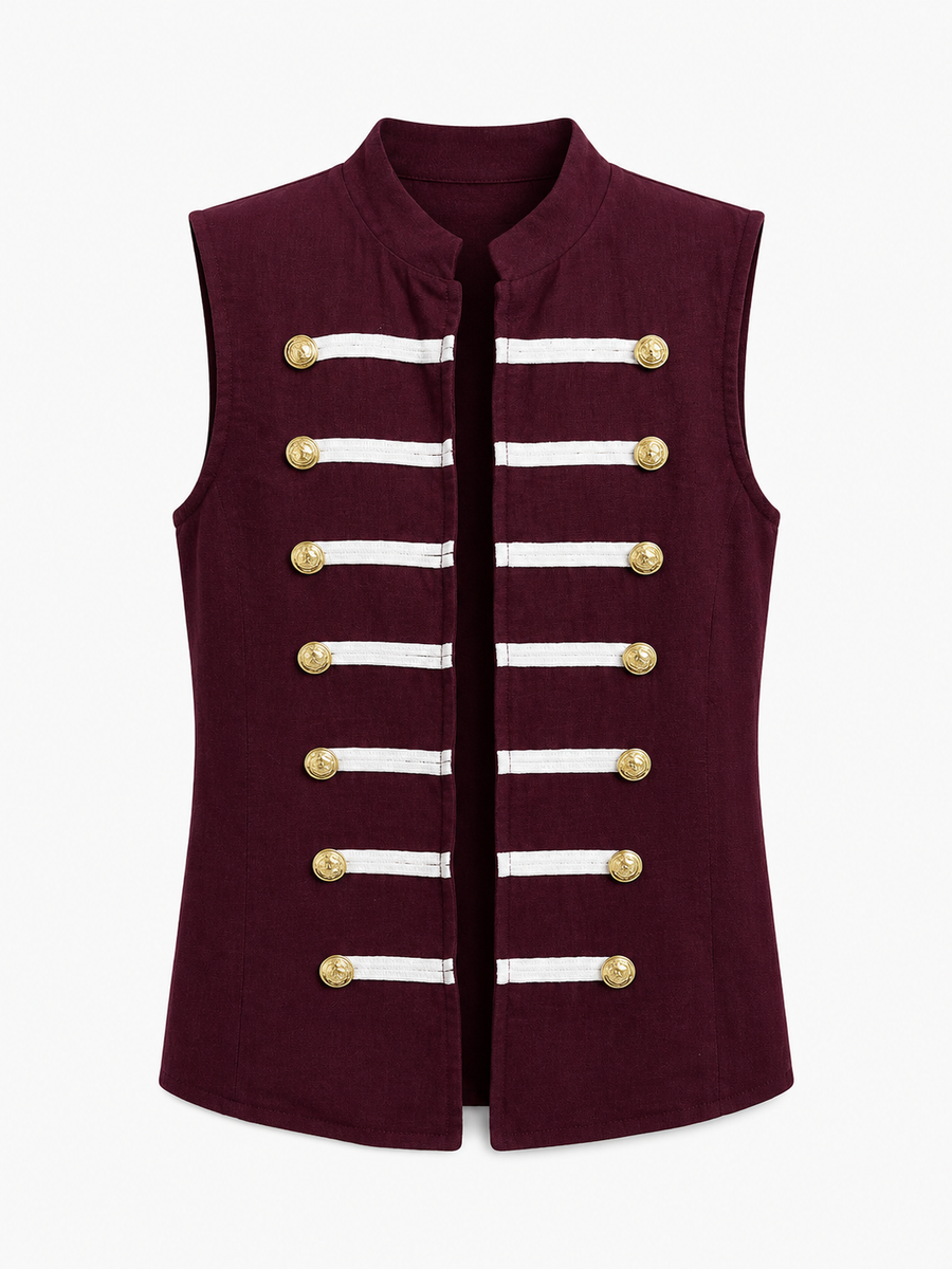 top gilet officier sans manches a boutons dores image 4