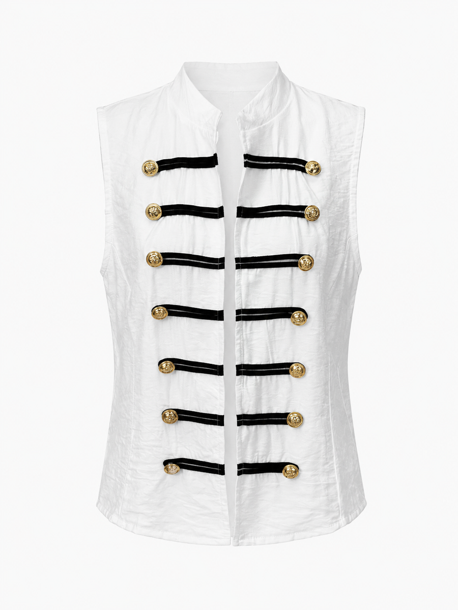 top gilet officier sans manches a boutons dores image 5
