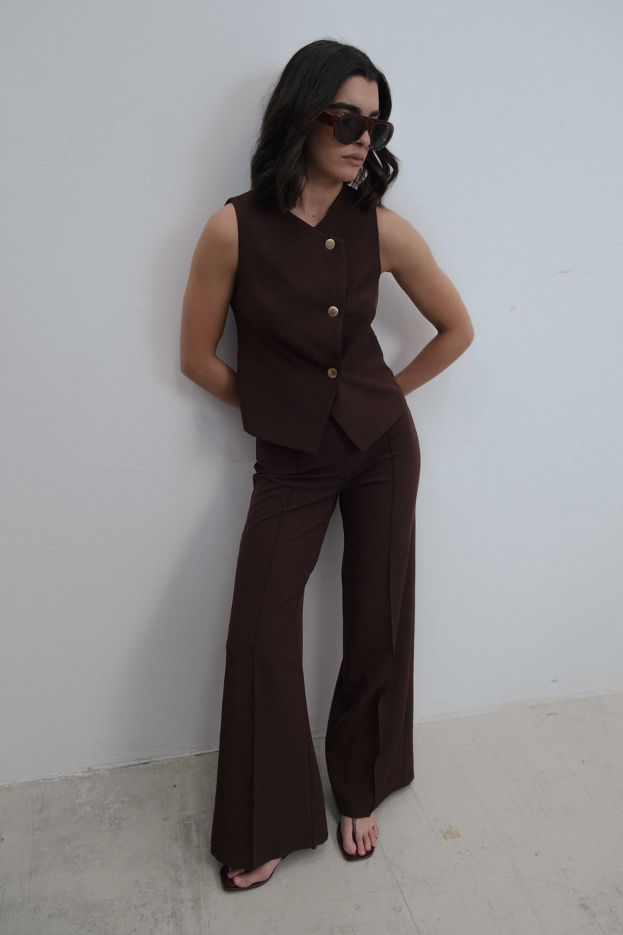 Gilet croisé marron sans manches