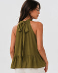 Top halter olive vue trois quarts