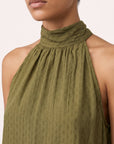 Dos noué top halter olive