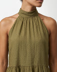 Détail col montant top olive