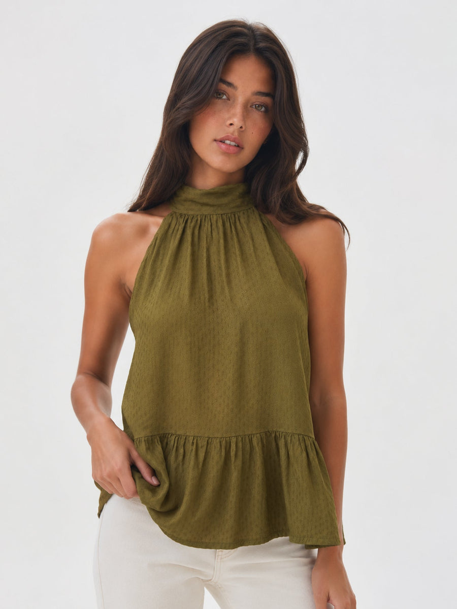 Top halter texturé olive
