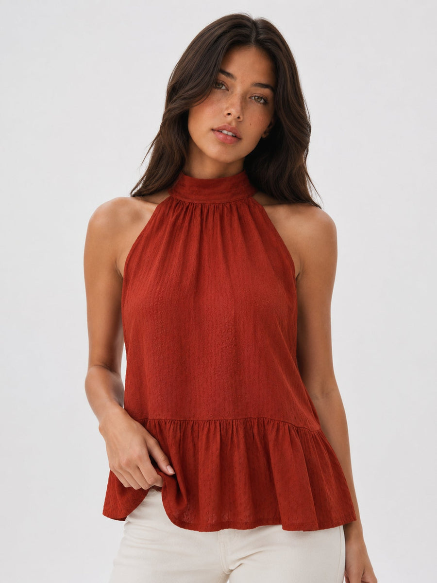 Top halter rouille vue de face