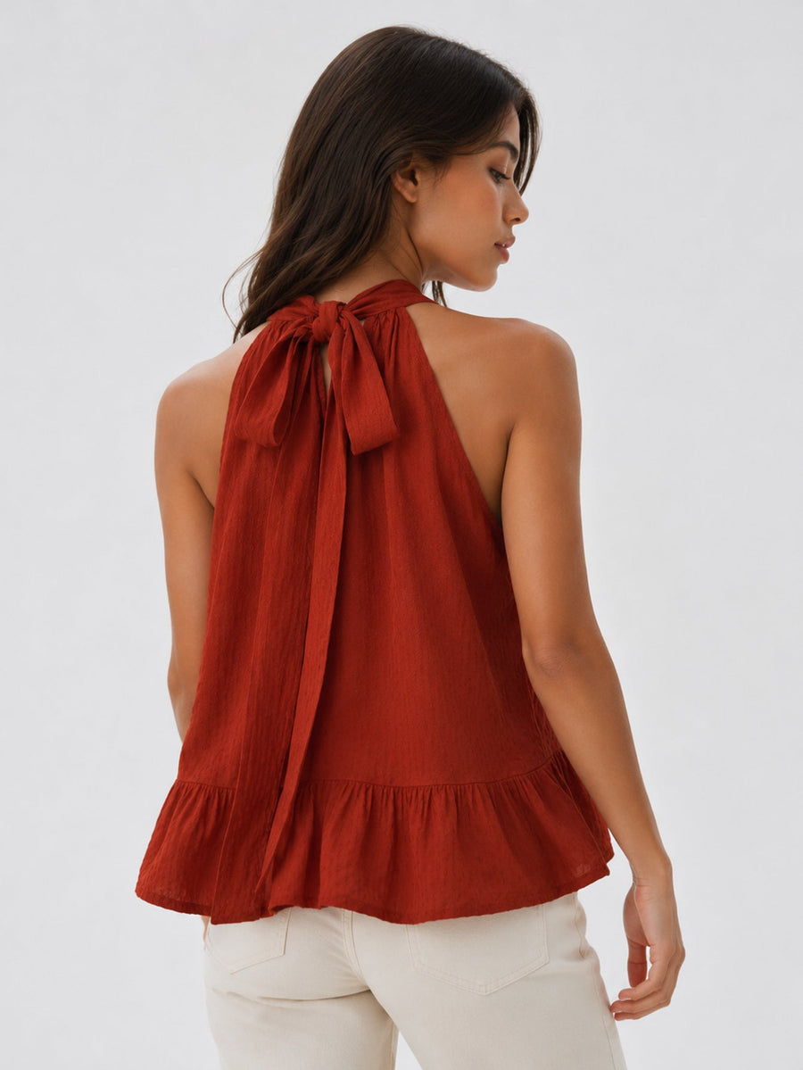 Dos noué top halter rouille