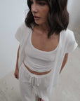 top ceinture en coton blanc froisse image 4